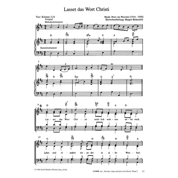 Produktbild des Artikels Lasset das Wort Christi (Noten - Download)