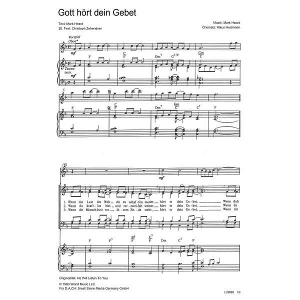 Produktbild des Artikels Gott hört dein Gebet (Noten - Download)