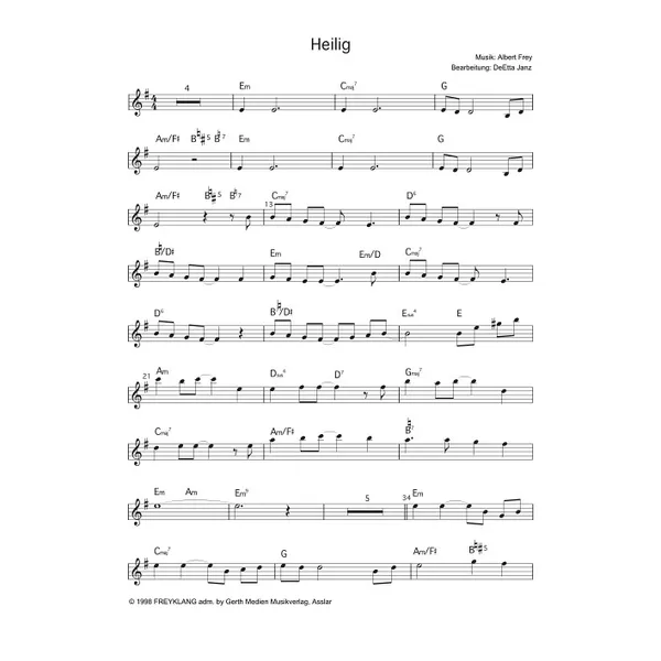 Produktbild des Artikels Heilig (Geige / Querflöte) (Noten - Download)