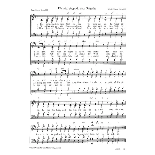 Produktbild des Artikels Für mich gingst du nach Golgatha (Noten - Download)