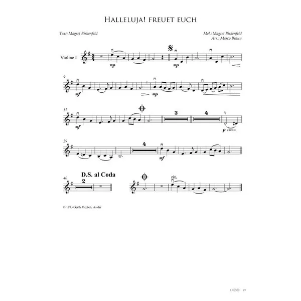 Produktbild des Artikels Halleluja! Freuet euch (Violine 1) (Noten - Download)