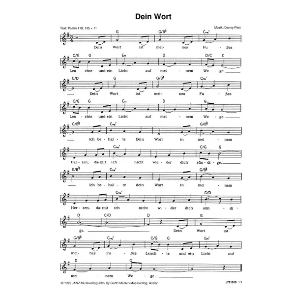 Produktbild des Artikels Dein Wort (Noten - Download)