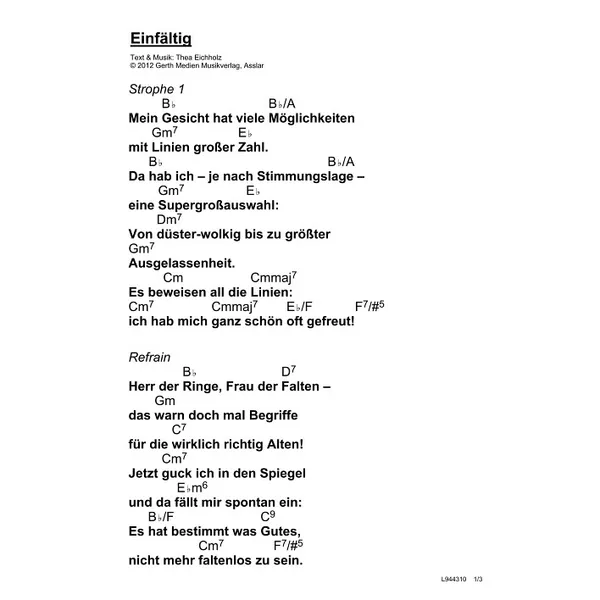 Produktbild des Artikels Einfältig (Noten - Download)