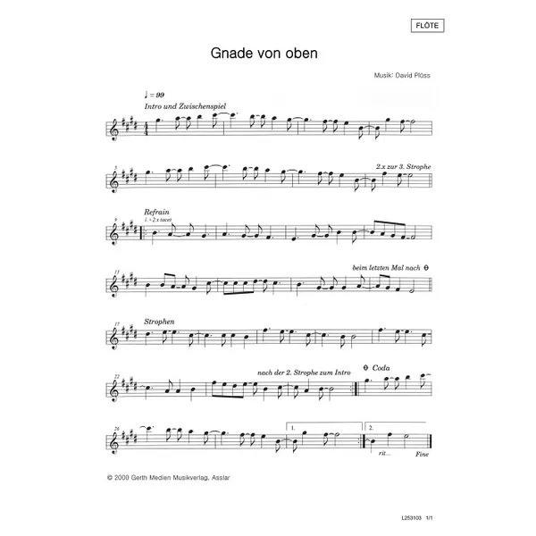 Produktbild des Artikels Gnade von oben (Flöte) (Noten - Download)