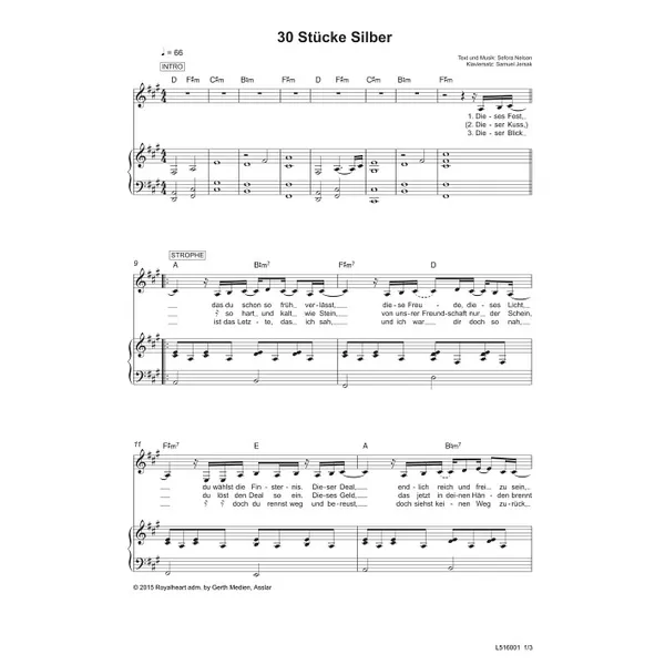 Produktbild des Artikels 30 Stücke Silber (Noten - Download)