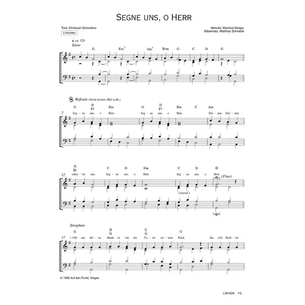 Produktbild des Artikels Segne uns, o Herr (Noten - Download)