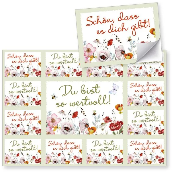 Produktbild des Artikels Aufkleber-Grußkarten: Du bist so wertvoll!, 4 Stück (Schreibwaren)