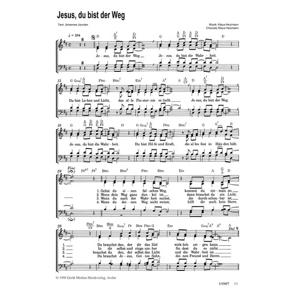Produktbild des Artikels Jesus, du bist der Weg (Noten - Download)
