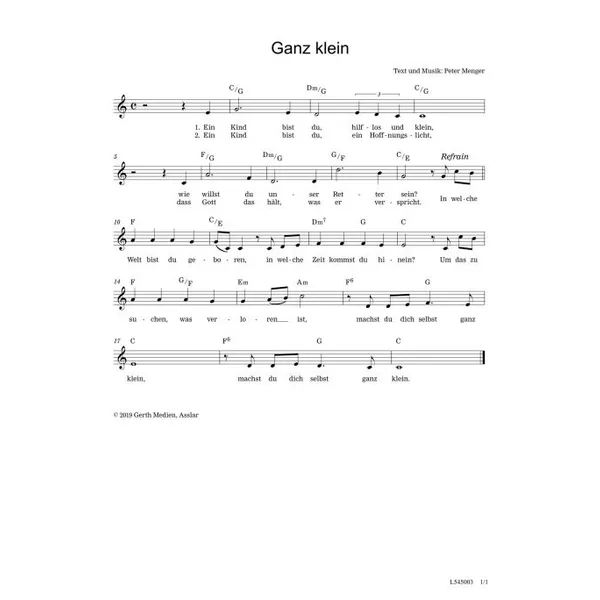 Produktbild des Artikels Ganz klein (Noten - Download)