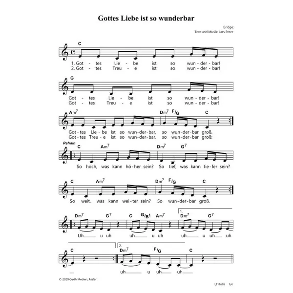 Produktbild des Artikels Gottes Liebe ist so wunderbar (Noten - Download)