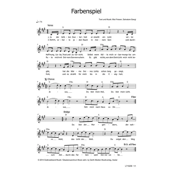 Produktbild des Artikels Farbenspiel (Noten - Download)