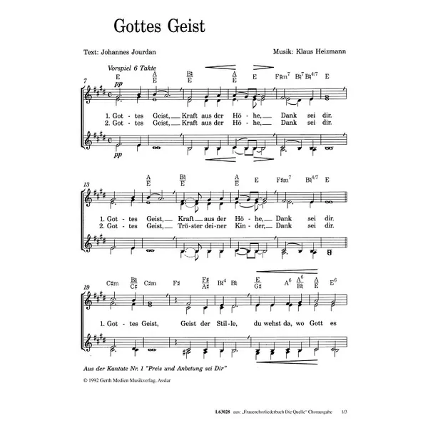 Produktbild des Artikels Gottes Geist Kraft aus der Höhe (Noten - Download)