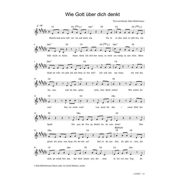 Produktbild des Artikels Wie Gott über dich denkt (Noten - Download)