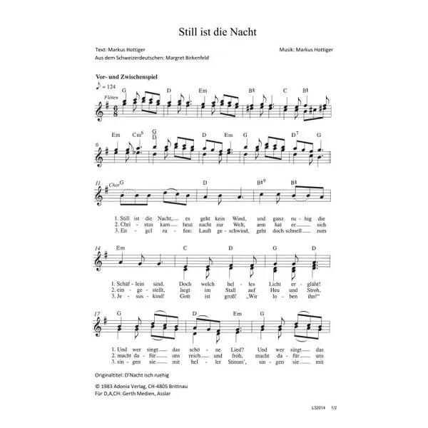 Produktbild des Artikels Still ist die Nacht (Noten - Download)
