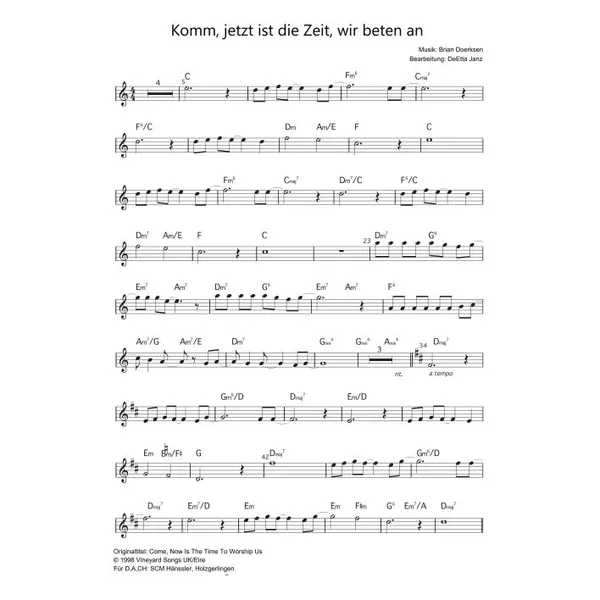 Produktbild des Artikels Komm, jetzt ist die Zeit wir beten an (Geige / Querflöte) (Noten - Download)