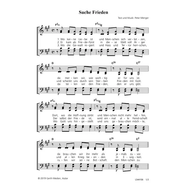 Produktbild des Artikels Suche Frieden (Noten - Download)