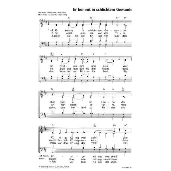 Produktbild des Artikels Er kommt in schlichtem Gewande (Noten - Download)