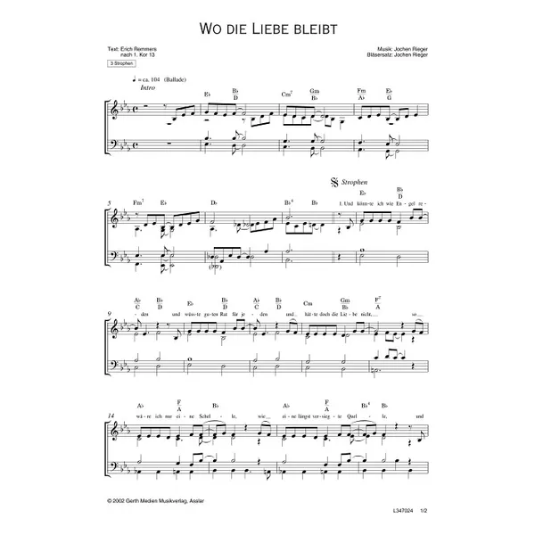 Produktbild des Artikels Wo die Liebe bleibt (Noten - Download)