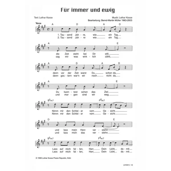 Produktbild des Artikels Für immer und ewig (Noten - Download)