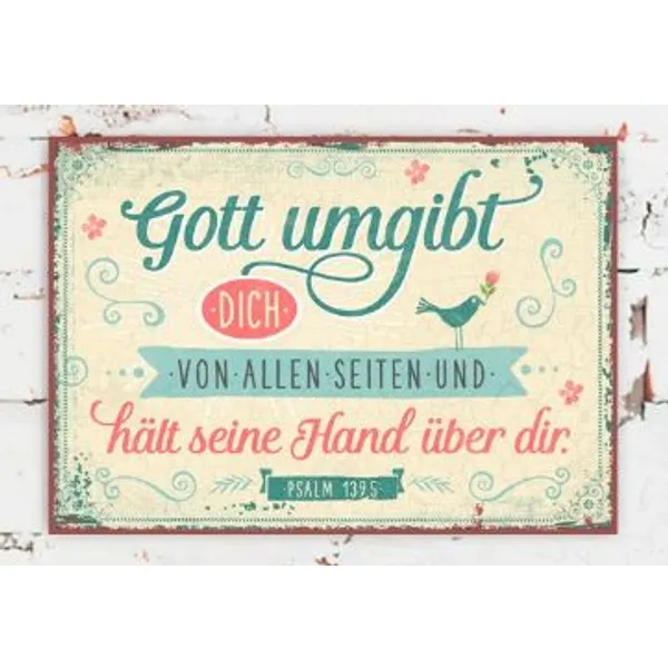 Produktbild des Artikels Metallschild klein - Gott umgibt dich von allen Seiten ()