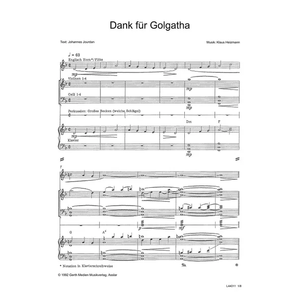 Produktbild des Artikels Dank für Golgatha (Noten - Download)