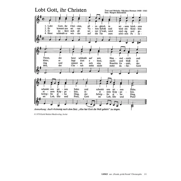Produktbild des Artikels Lobt Gott, ihr Christen (Noten - Download)