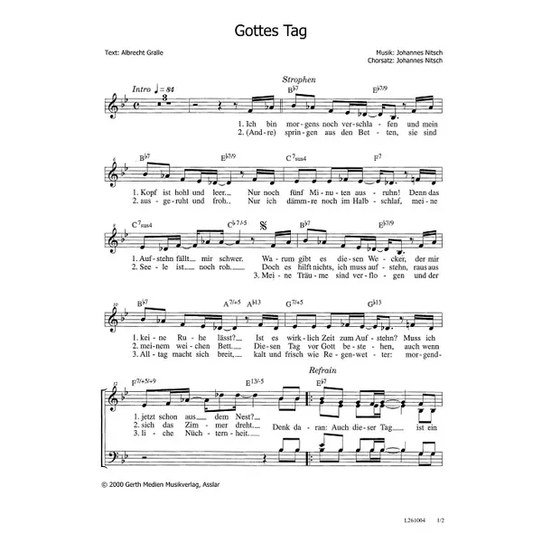 Produktbild des Artikels Gottes Tag (Noten - Download)