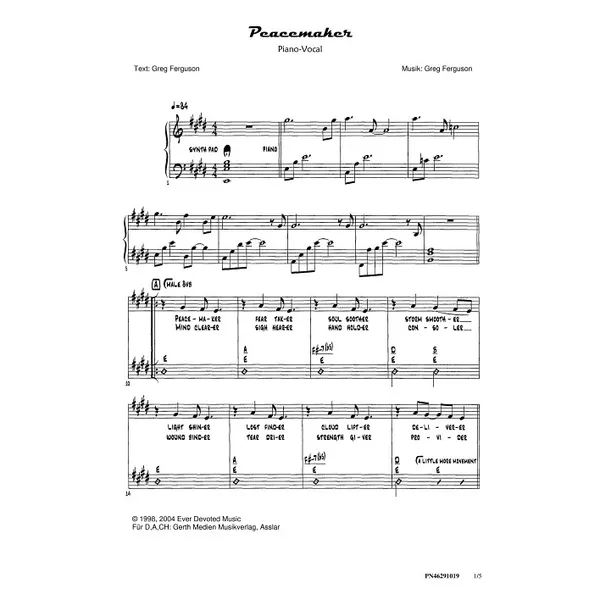 Produktbild des Artikels Peacemaker (Noten - Download)