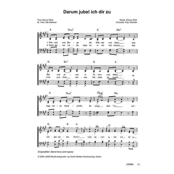 Produktbild des Artikels Darum jubel ich dir zu (Noten - Download)