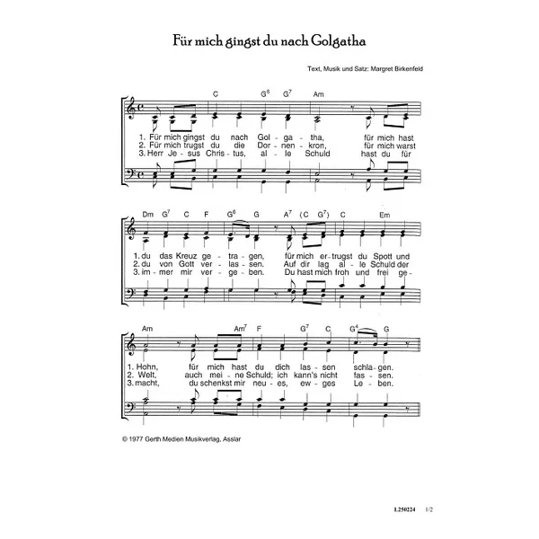 Produktbild des Artikels Für mich gingst du nach Golgatha (Noten - Download)