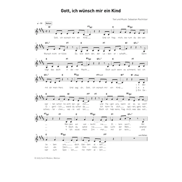 Produktbild des Artikels Gott ich wünsch mir ein Kind (Noten - Download)