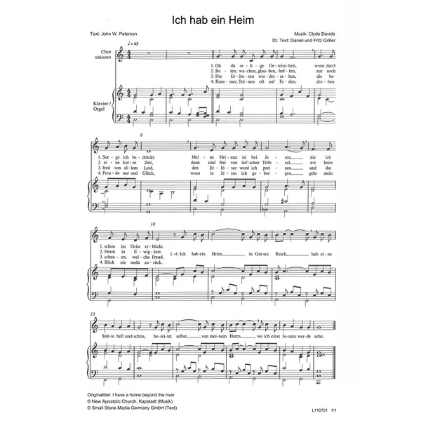 Produktbild des Artikels Ich hab ein Heim (Noten - Download)