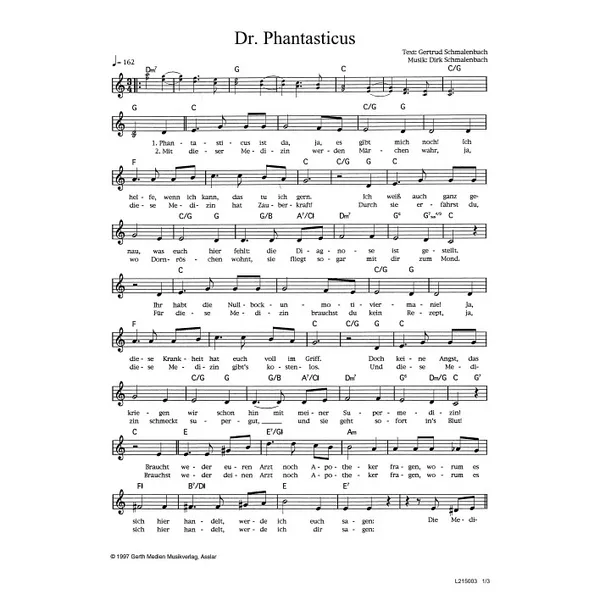 Produktbild des Artikels Dr. Phantasticus (Noten - Download)