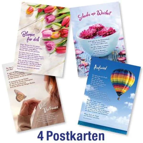 Produktbild des Artikels Postkartenserie: Mutmacher - gemischte Motive 4 Stk. (Schreibwaren)