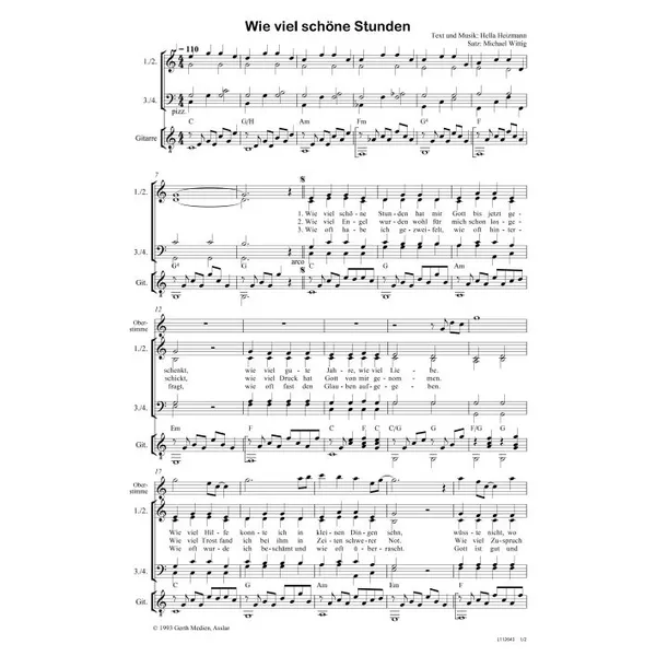 Produktbild des Artikels Wie viel schöne Stunden (Noten - Download)