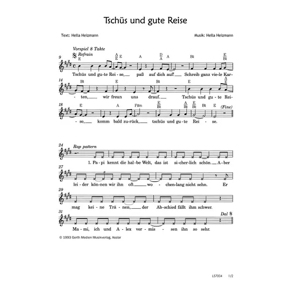 Produktbild des Artikels Tschüs und gute Reise (Noten - Download)