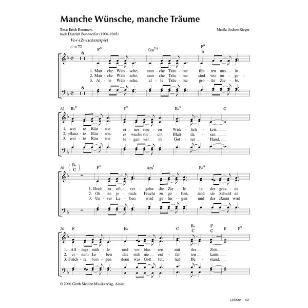 Produktbild des Artikels Manche Wünsche, manche Träume (Noten - Download)