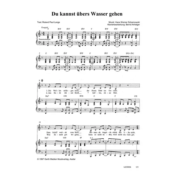 Produktbild des Artikels Du kannst übers Wasser gehen (Noten - Download)