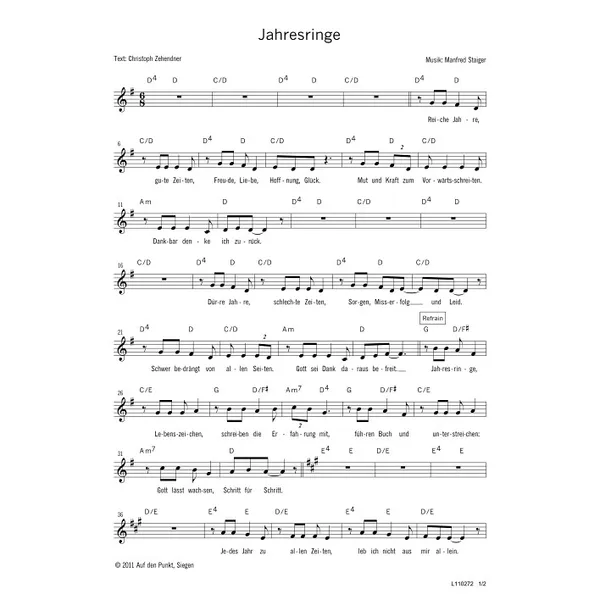 Produktbild des Artikels Jahresringe (Noten - Download)