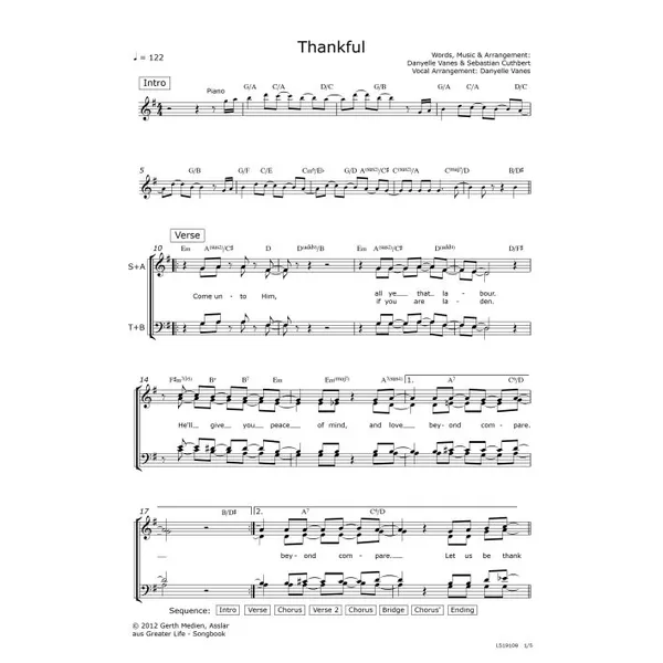 Produktbild des Artikels Thankful (Noten - Download)