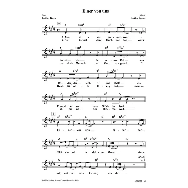 Produktbild des Artikels Einer von uns (Noten - Download)