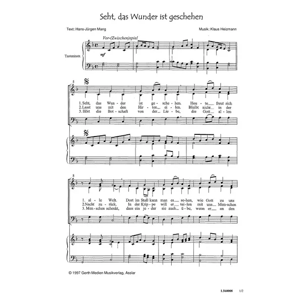 Produktbild des Artikels Seht, das Wunder ist geschehen (Noten - Download)