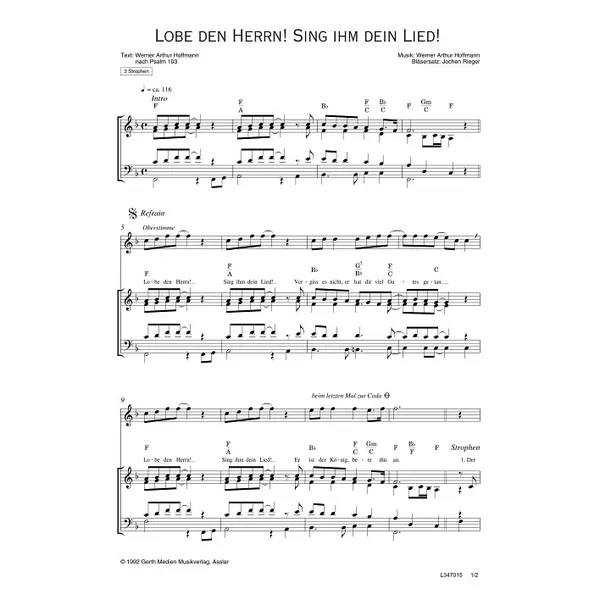 Produktbild des Artikels Lobe den Herrn! Sing ihm dein Lied (Noten - Download)