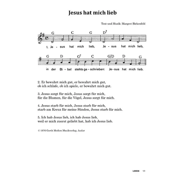 Produktbild des Artikels Jesus hat mich lieb (Noten - Download)