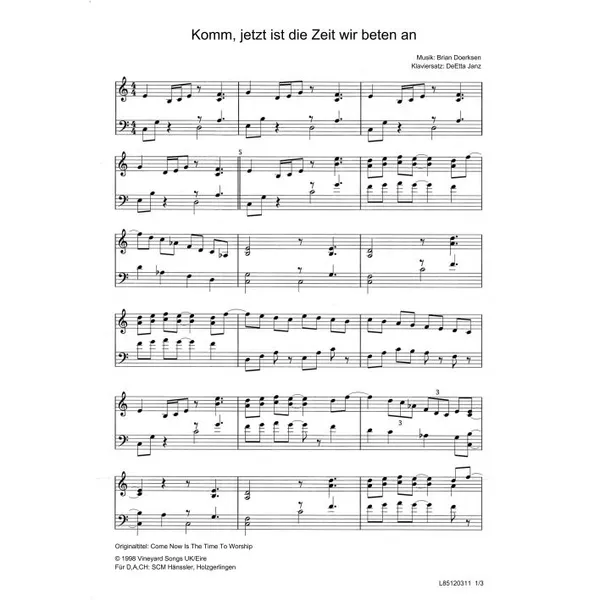 Produktbild des Artikels Komm, jetzt ist die Zeit wir beten an (Noten - Download)