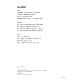 Produktbild des Artikels Du allein (Noten - Download)