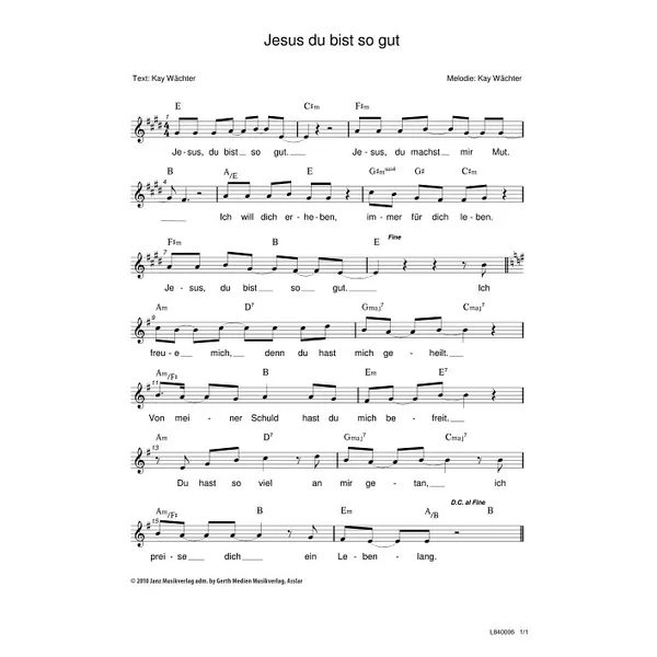 Produktbild des Artikels Jesus du bist so gut (Noten - Download)