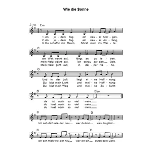Produktbild des Artikels Wie die Sonne (Noten - Download)