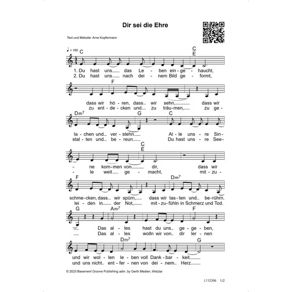 Produktbild des Artikels Dir sei die Ehre (Noten - Download)