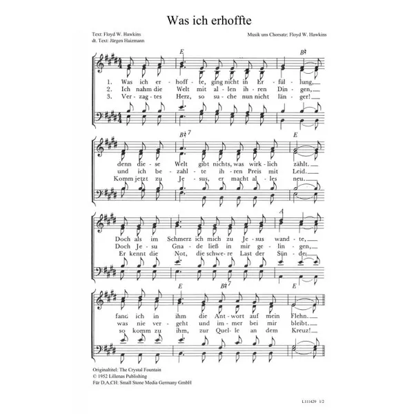 Produktbild des Artikels Was ich erhoffte (Noten - Download)